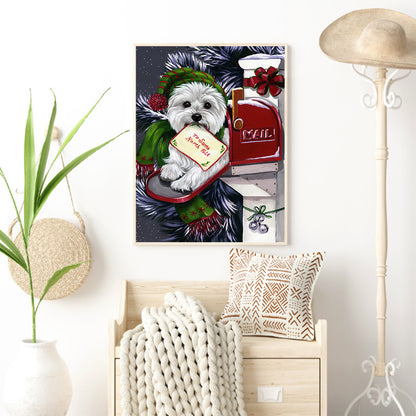 Christmas Dog - Full Round Drill Diamond Painting 30*40CM