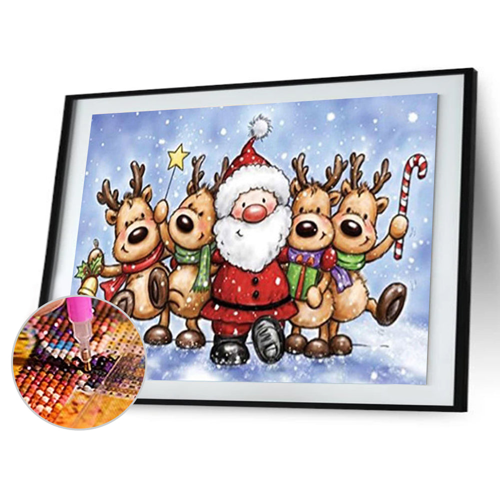 Santa Elk - Full Round Drill Diamond Painting 40*30CM