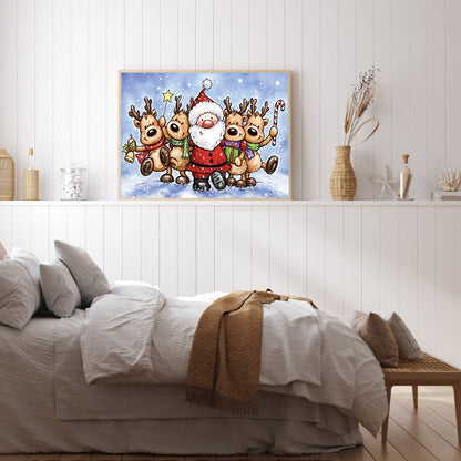 Santa Elk - Full Round Drill Diamond Painting 40*30CM