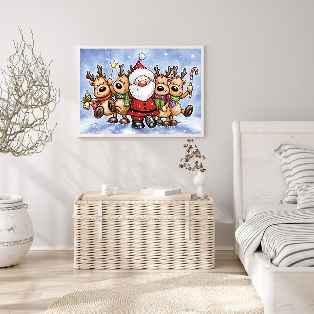 Santa Elk - Full Round Drill Diamond Painting 40*30CM