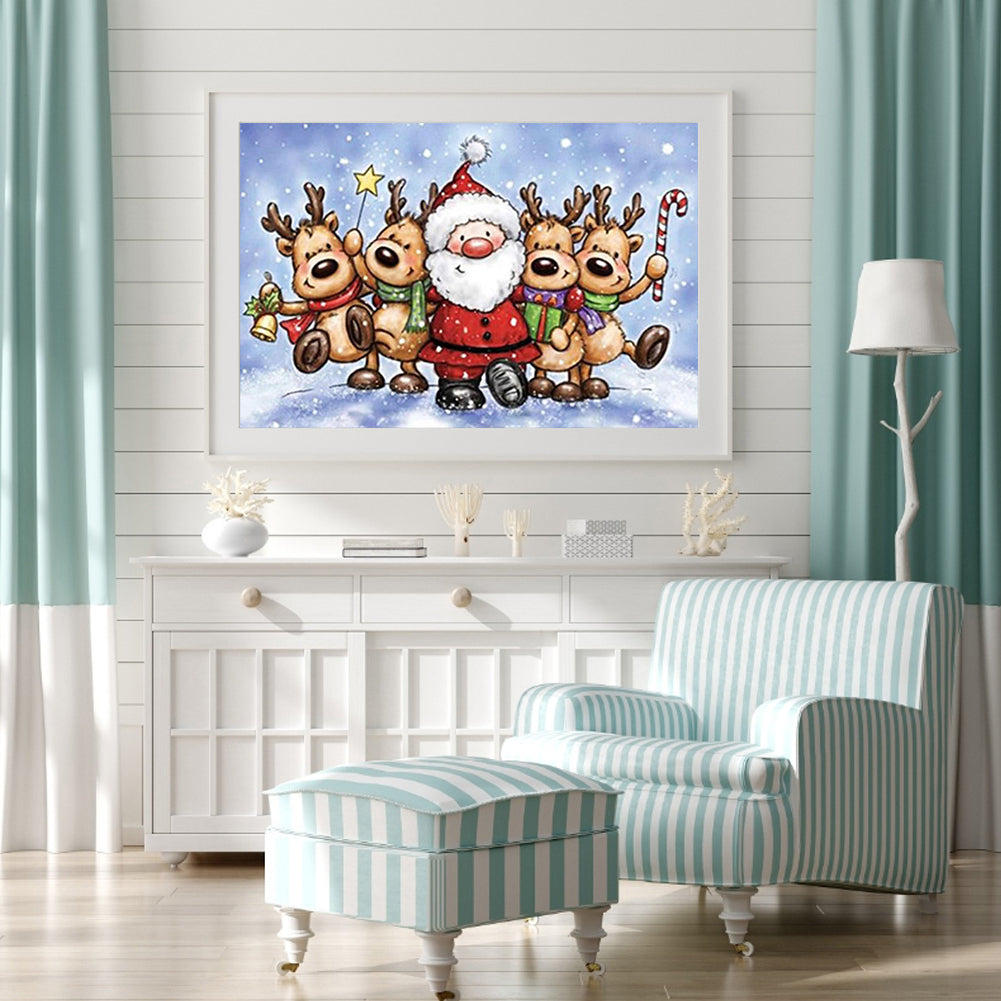 Santa Elk - Full Round Drill Diamond Painting 40*30CM