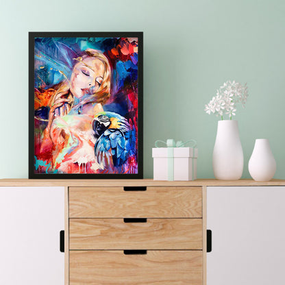 Woman Parrot - Full Round Drill Diamond Painting 30*40CM