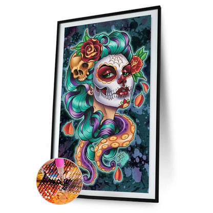 Skull Woman - Full Round Drill Diamond Painting 40*70CM