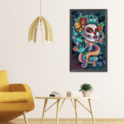 Skull Woman - Full Round Drill Diamond Painting 40*70CM