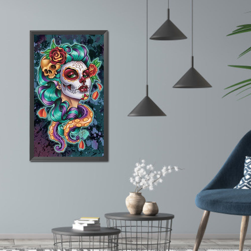 Skull Woman - Full Round Drill Diamond Painting 40*70CM