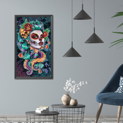 Skull Woman - Full Round Drill Diamond Painting 40*70CM