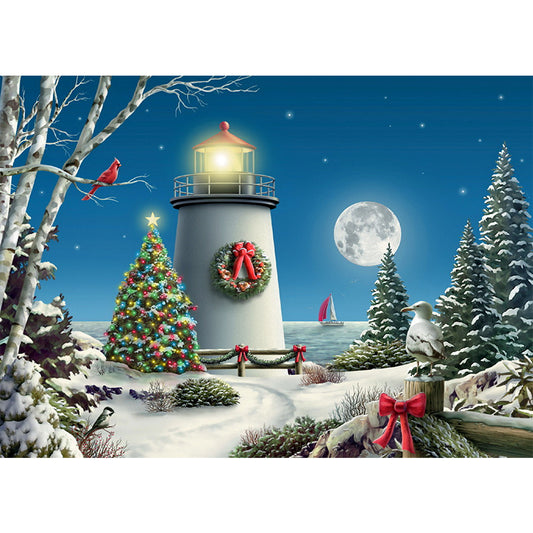 Lighthouse Snow - Full Round Drill Diamond Painting 40*30CM