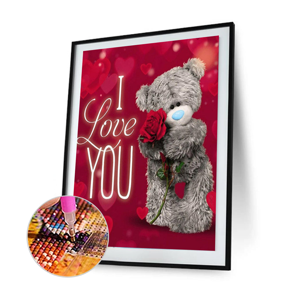 Rose Bear - Full Round Drill Diamond Painting 30*40CM