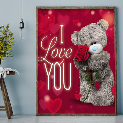 Rose Bear - Full Round Drill Diamond Painting 30*40CM