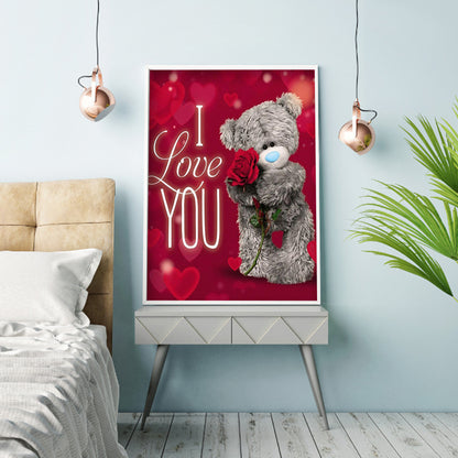 Rose Bear - Full Round Drill Diamond Painting 30*40CM