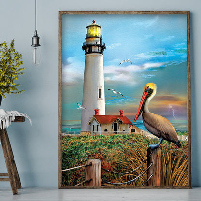 Beach Lighthouse - Full Round Drill Diamond Painting 40*50CM