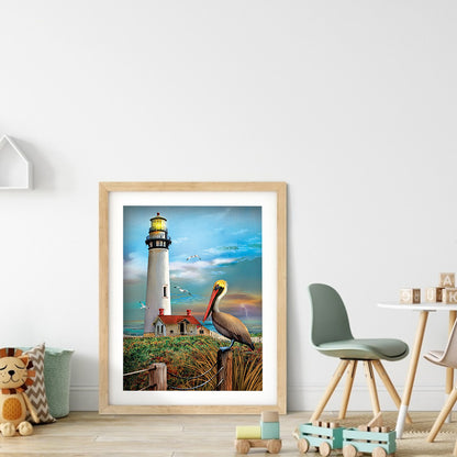 Beach Lighthouse - Full Round Drill Diamond Painting 40*50CM