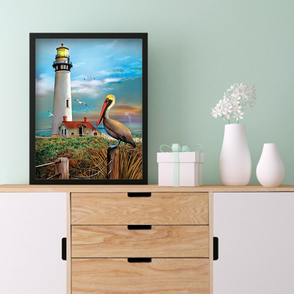 Beach Lighthouse - Full Round Drill Diamond Painting 40*50CM