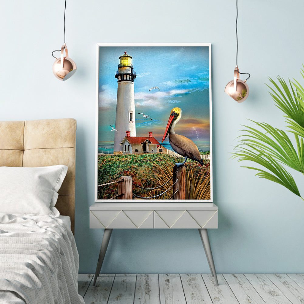 Beach Lighthouse - Full Round Drill Diamond Painting 40*50CM