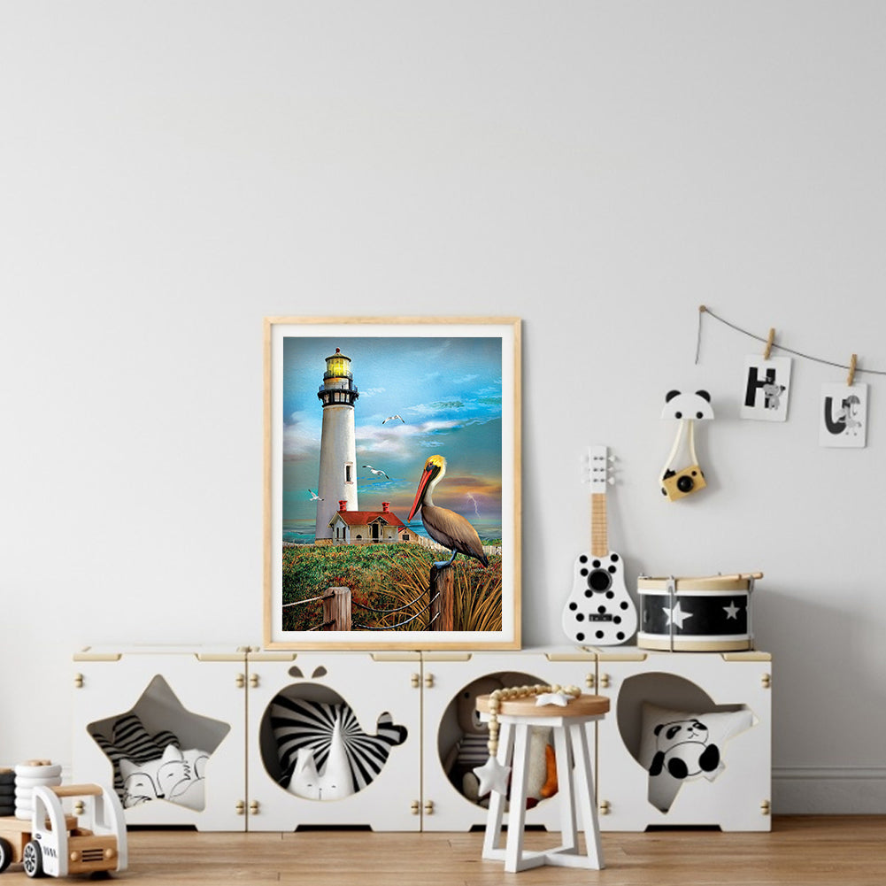 Beach Lighthouse - Full Round Drill Diamond Painting 40*50CM