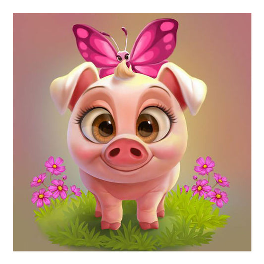 Cute Pig - Full Round Drill Diamond Painting 30*30CM