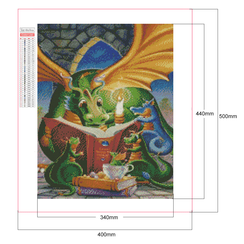 Reading Dragon - Full Square Drill Diamond Painting 40*50CM