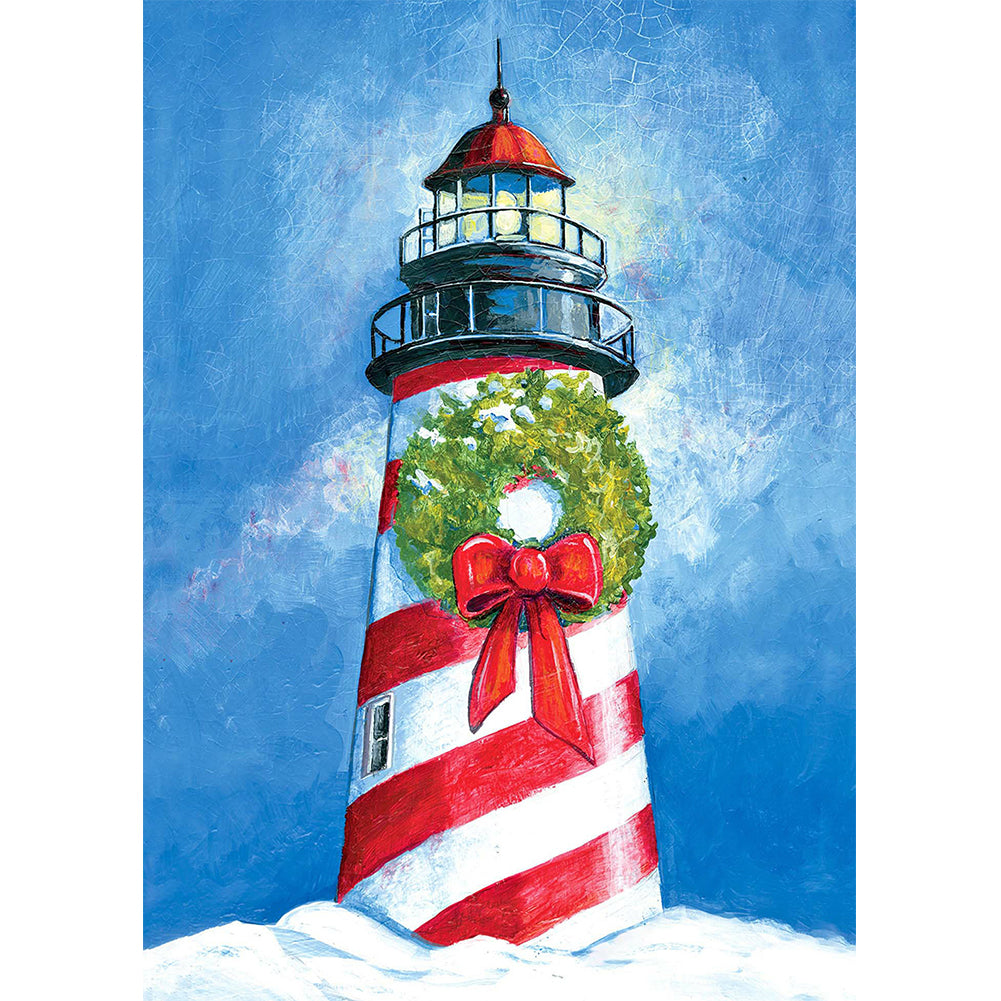 Wreath Lighthouse - Full Round Drill Diamond Painting 30*40CM