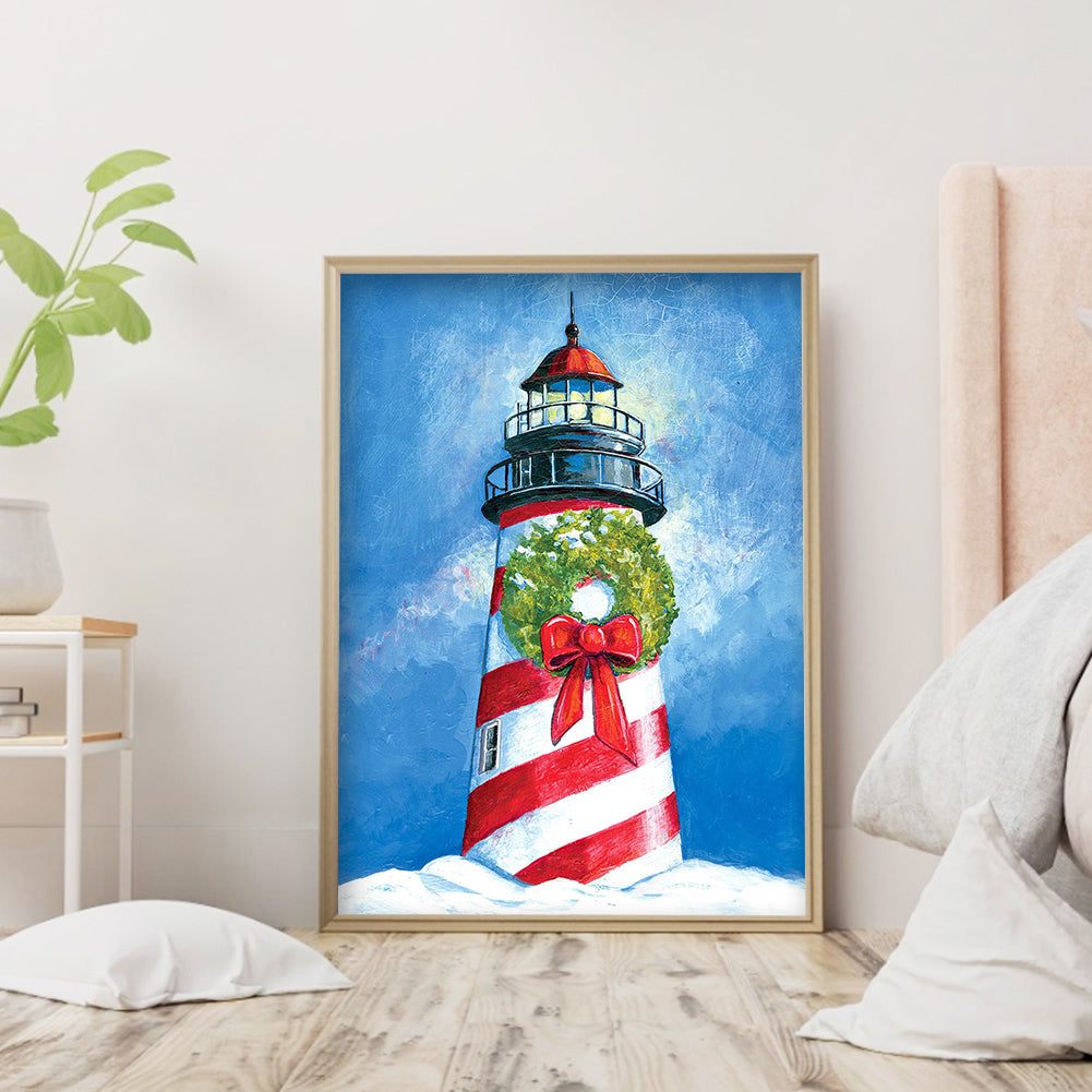 Wreath Lighthouse - Full Round Drill Diamond Painting 30*40CM