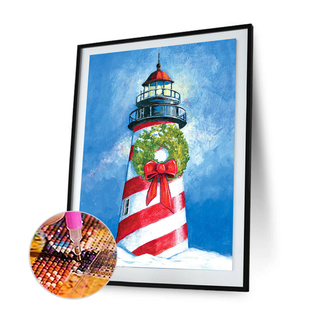 Wreath Lighthouse - Full Round Drill Diamond Painting 30*40CM