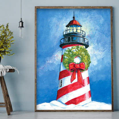 Wreath Lighthouse - Full Round Drill Diamond Painting 30*40CM