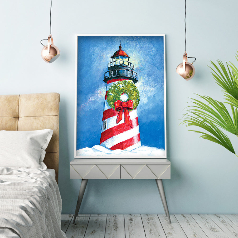 Wreath Lighthouse - Full Round Drill Diamond Painting 30*40CM