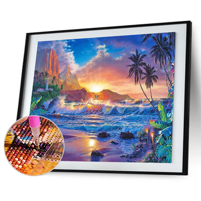 Sunset Beach - Full Round Drill Diamond Painting 40*30CM