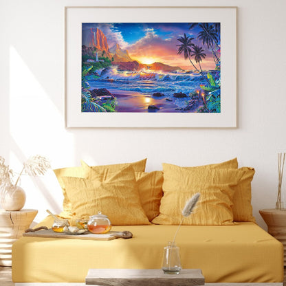Sunset Beach - Full Round Drill Diamond Painting 40*30CM