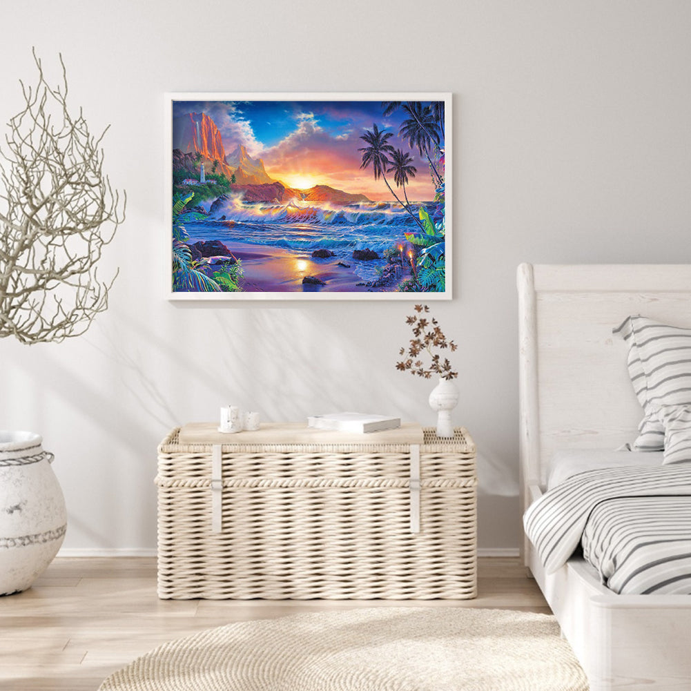 Sunset Beach - Full Round Drill Diamond Painting 40*30CM