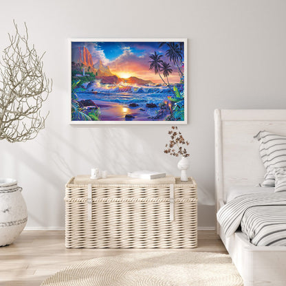 Sunset Beach - Full Round Drill Diamond Painting 40*30CM