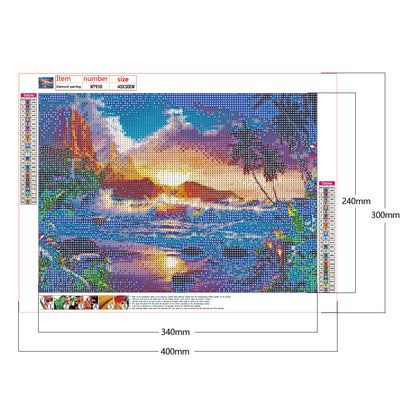 Sunset Beach - Full Round Drill Diamond Painting 40*30CM