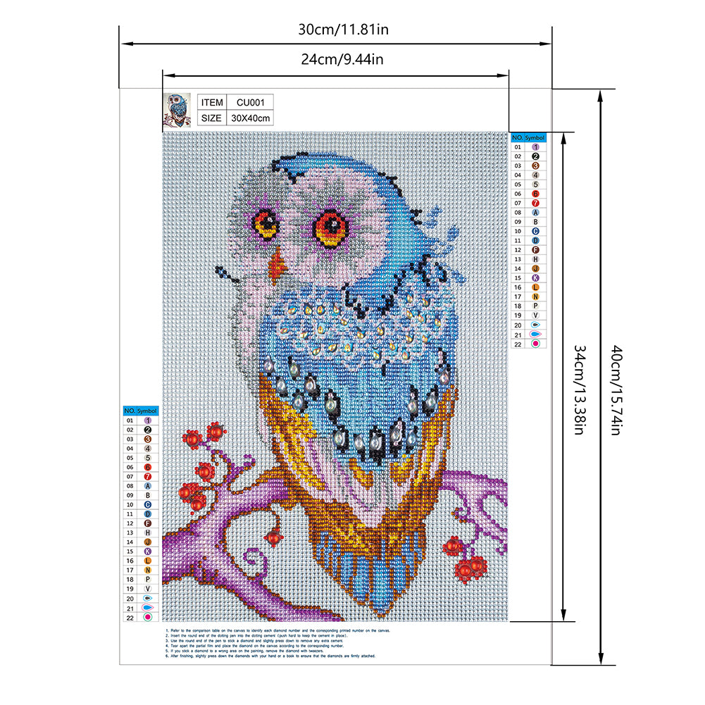 Owl - Special Shaped Drill Diamond Painting 30*40CM