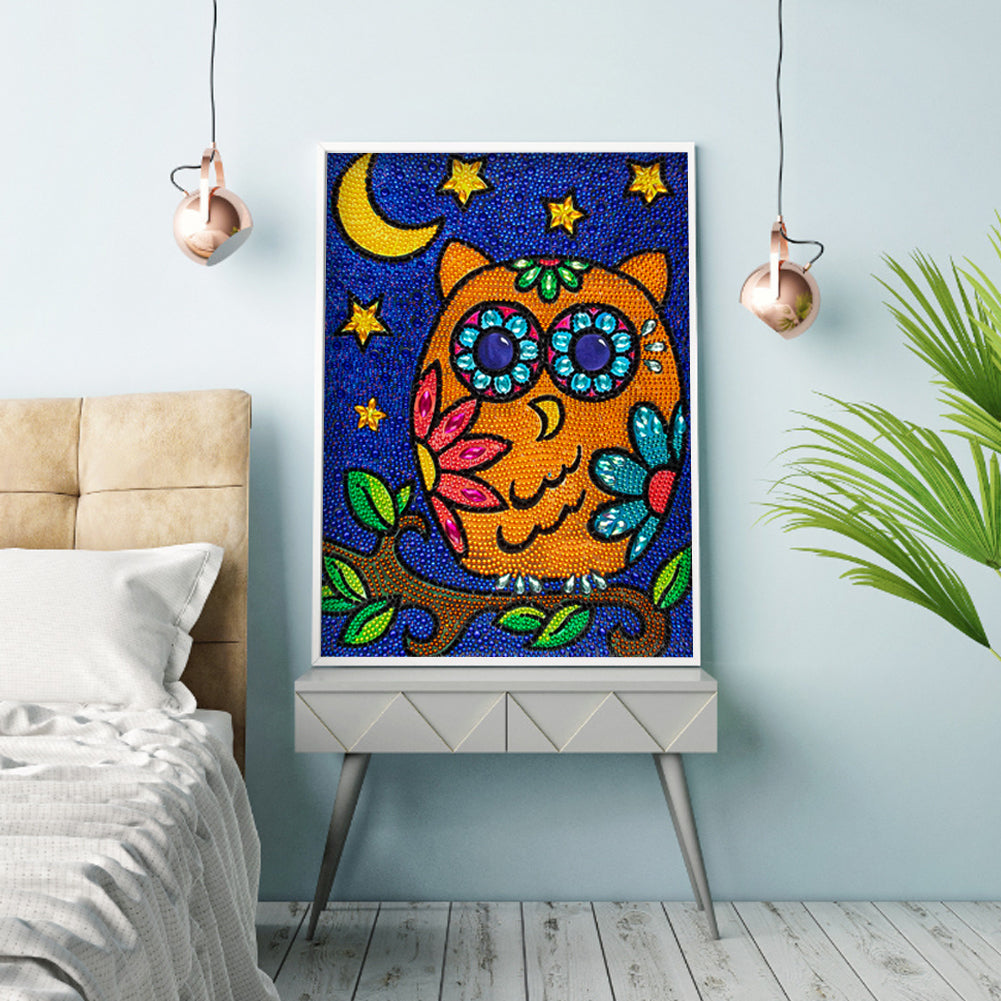 Owl - Special Shaped Drill Diamond Painting 30*40CM