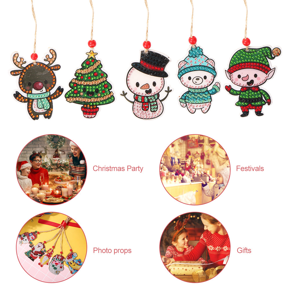 Double-side Christmas Diamond Painting DIY Hanging Pendant Trees Decoration