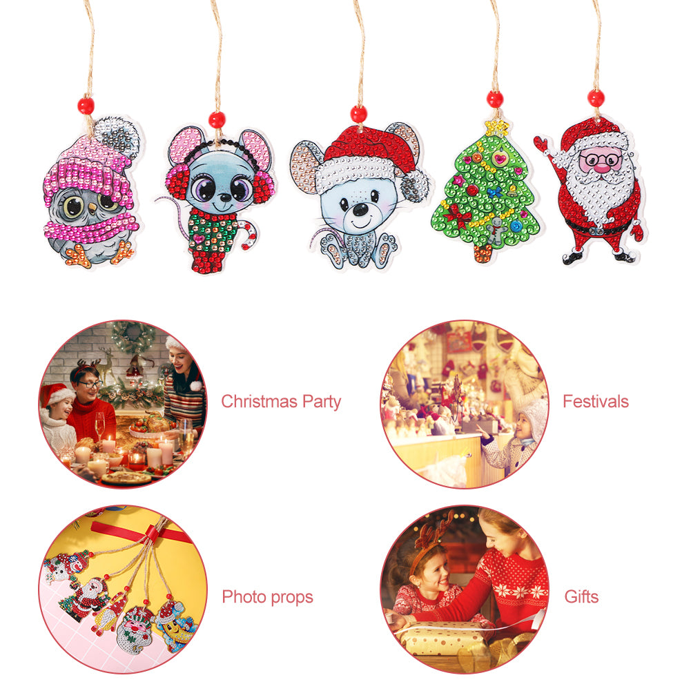 Double-side Christmas Diamond Painting DIY Hanging Pendant Trees Decoration