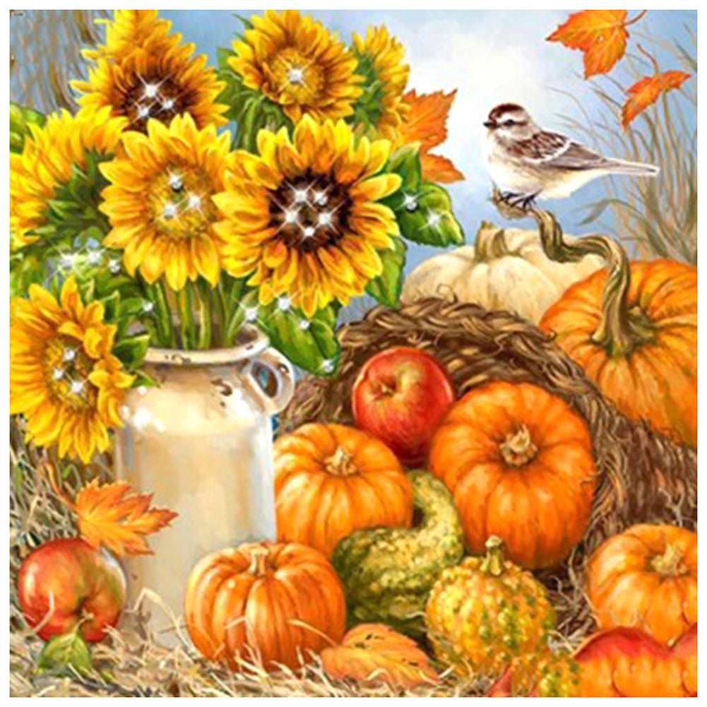 Sunflower Pumpkin - Full Round Drill Diamond Painting 40*40CM