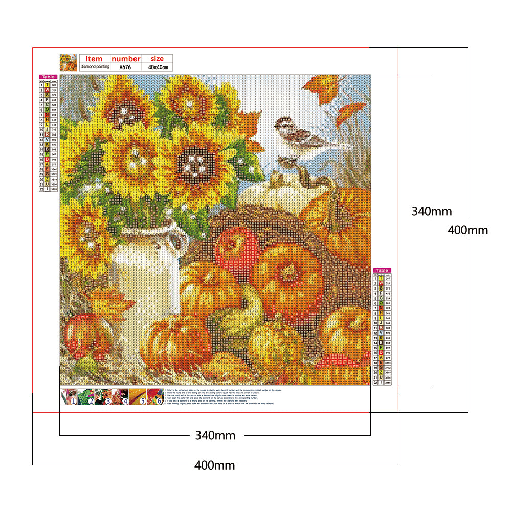 Sunflower Pumpkin - Full Round Drill Diamond Painting 40*40CM