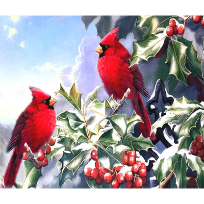 Red Birds - Full Round Drill Diamond Painting 45*40CM