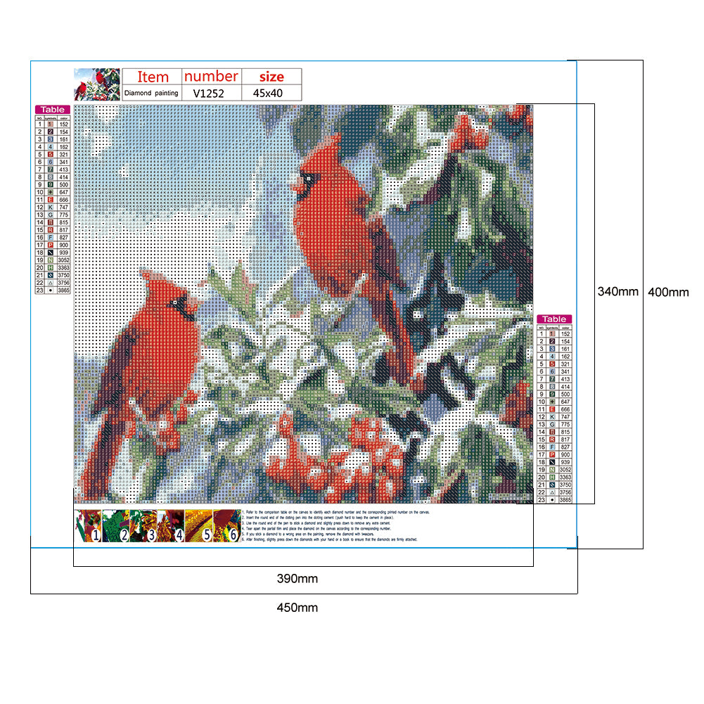 Red Birds - Full Round Drill Diamond Painting 45*40CM