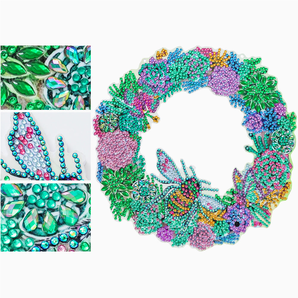 5D Ponit Drill Diamond Painting Crystal Wreath Mosaic Door Hanging Decor