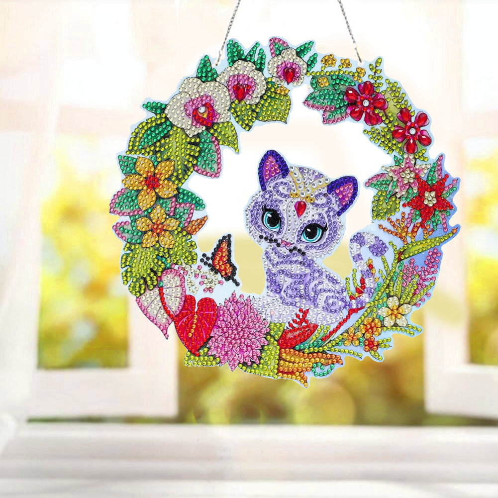 5D Ponit Drill Diamond Painting Crystal Wreath Mosaic Door Hanging Decor