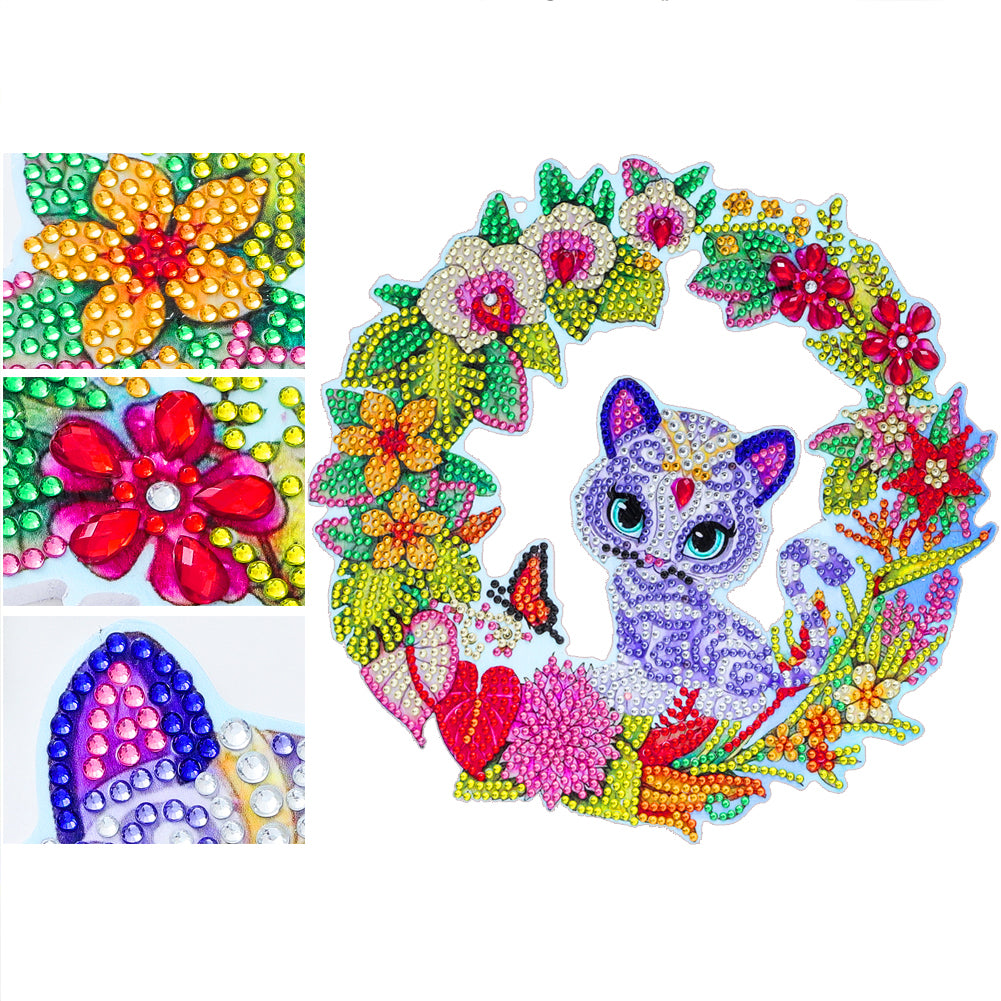 5D Ponit Drill Diamond Painting Crystal Wreath Mosaic Door Hanging Decor