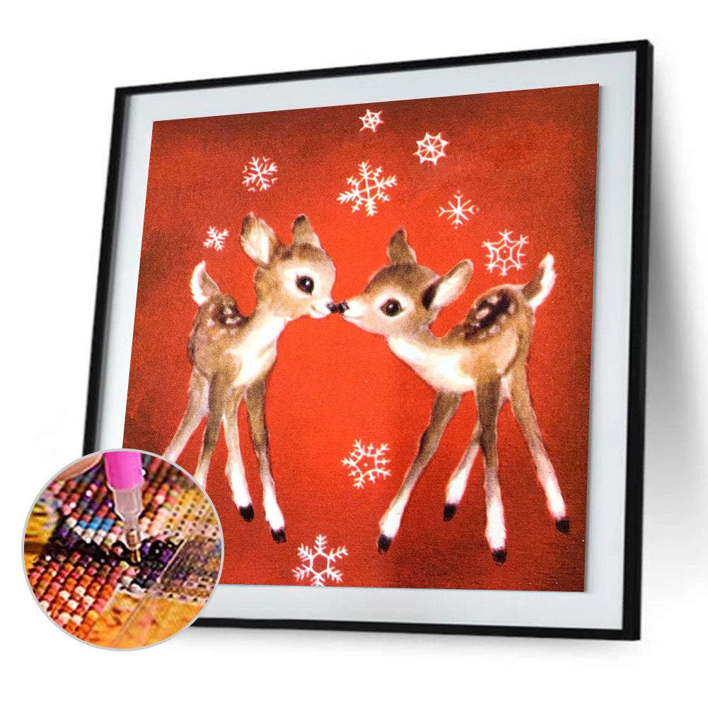 Christmas Deer - Full Round Drill Diamond Painting 30*30CM