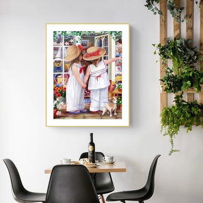 Two Girls - Full Round Drill Diamond Painting 30*40CM