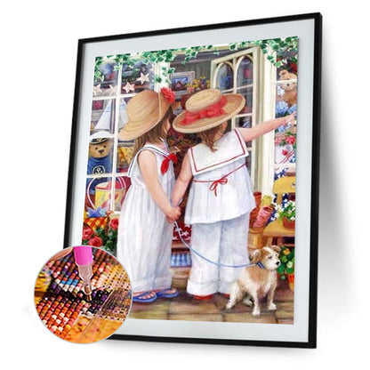 Two Girls - Full Round Drill Diamond Painting 30*40CM