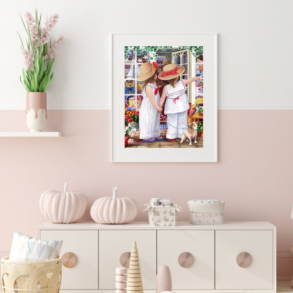 Two Girls - Full Round Drill Diamond Painting 30*40CM