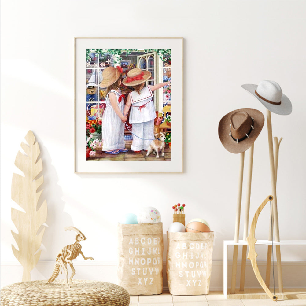 Two Girls - Full Round Drill Diamond Painting 30*40CM