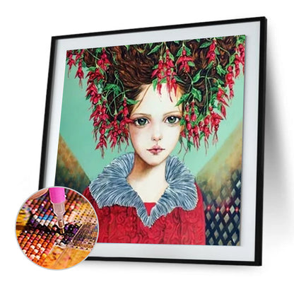 Flower Girl - Full Round Drill Diamond Painting 30*30CM