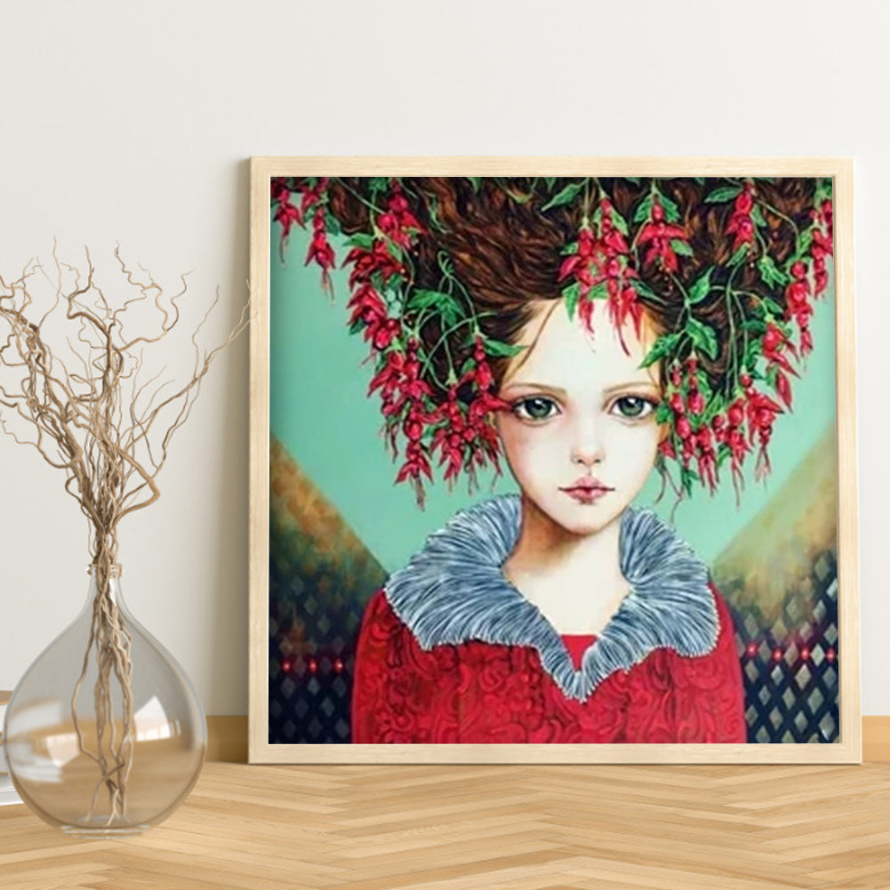 Flower Girl - Full Round Drill Diamond Painting 30*30CM