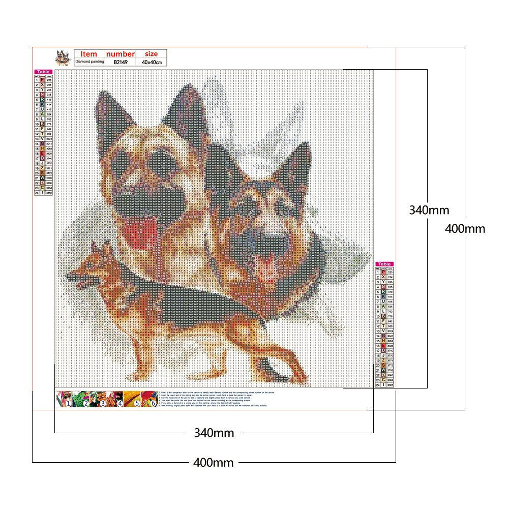 Dogs - Full Round Drill Diamond Painting 40*40CM